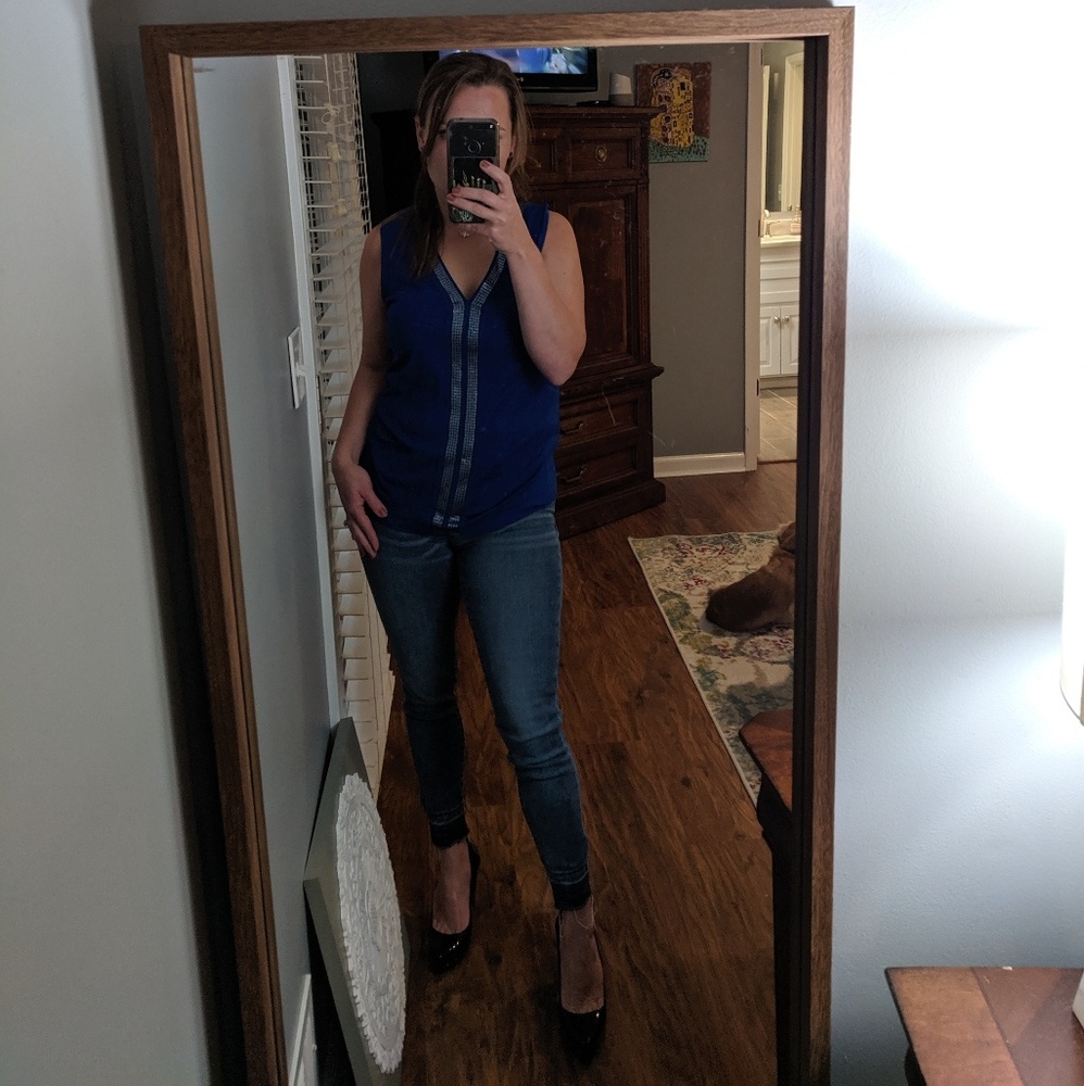 Banana republic blue sequin top size M